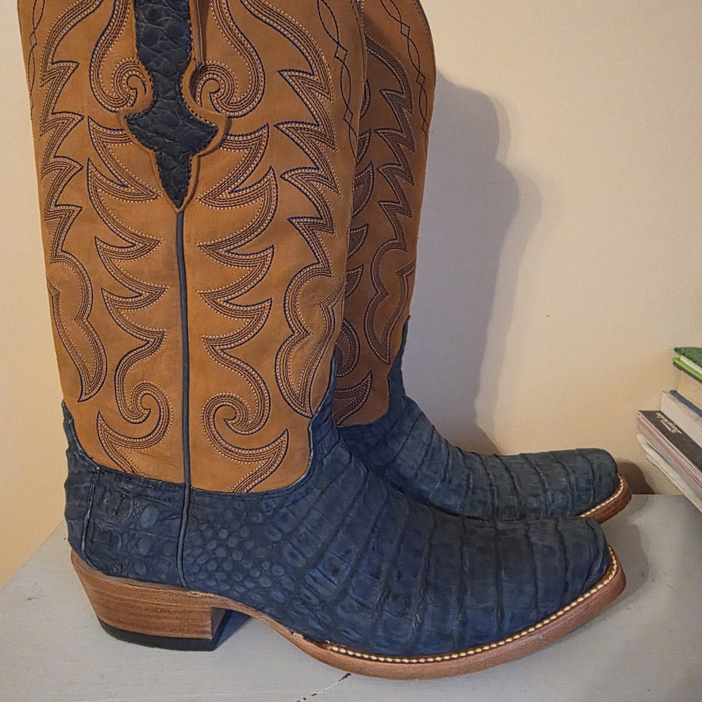 Old Gringo Blue Suade Caimen Boots